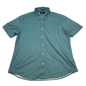 JACHS New York Shirt Mens 2XL Green‎ Patterned Button Down Short Sleeve
